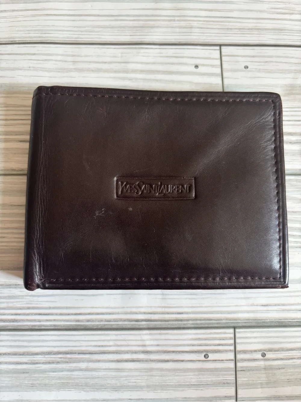 Men’s Yves Saint Laurent Dark Brown Vintage Leather Bifold Wallet